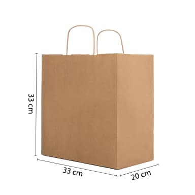 Büküm Saplı Esmer Kraft Çanta 33x20x33 cm