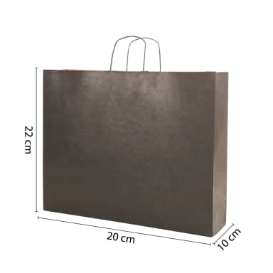 Büküm Saplı Siyah Kraft Çanta 20x10x22 cm