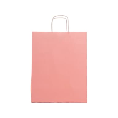 Büküm Saplı Pembe Kraft Çanta 20x10x22 cm