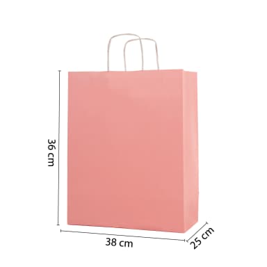 Büküm Saplı Pembe Kraft Çanta 38x25x36 cm