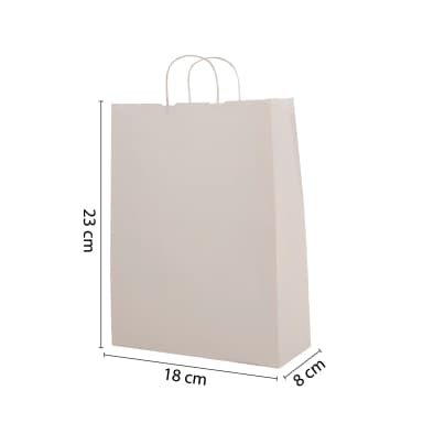 Büküm Saplı Beyaz Kraft Çanta 18x8x23 cm