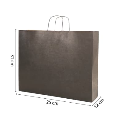 Büküm Saplı Siyah Kraft Çanta 25x12x31 cm