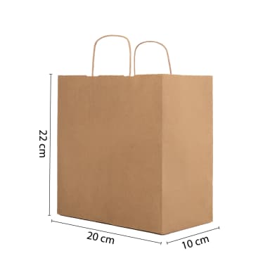 Büküm Saplı Esmer Kraft Çanta 20x10x22 cm