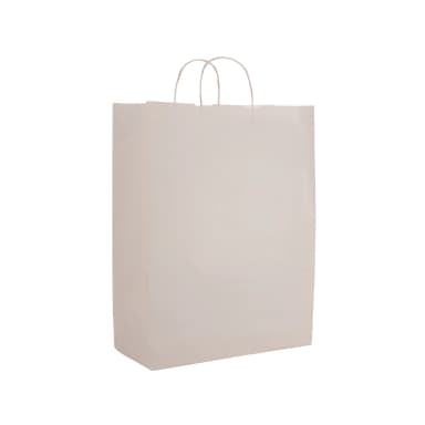 Büküm Saplı Beyaz Kraft Çanta 32x12x41 cm
