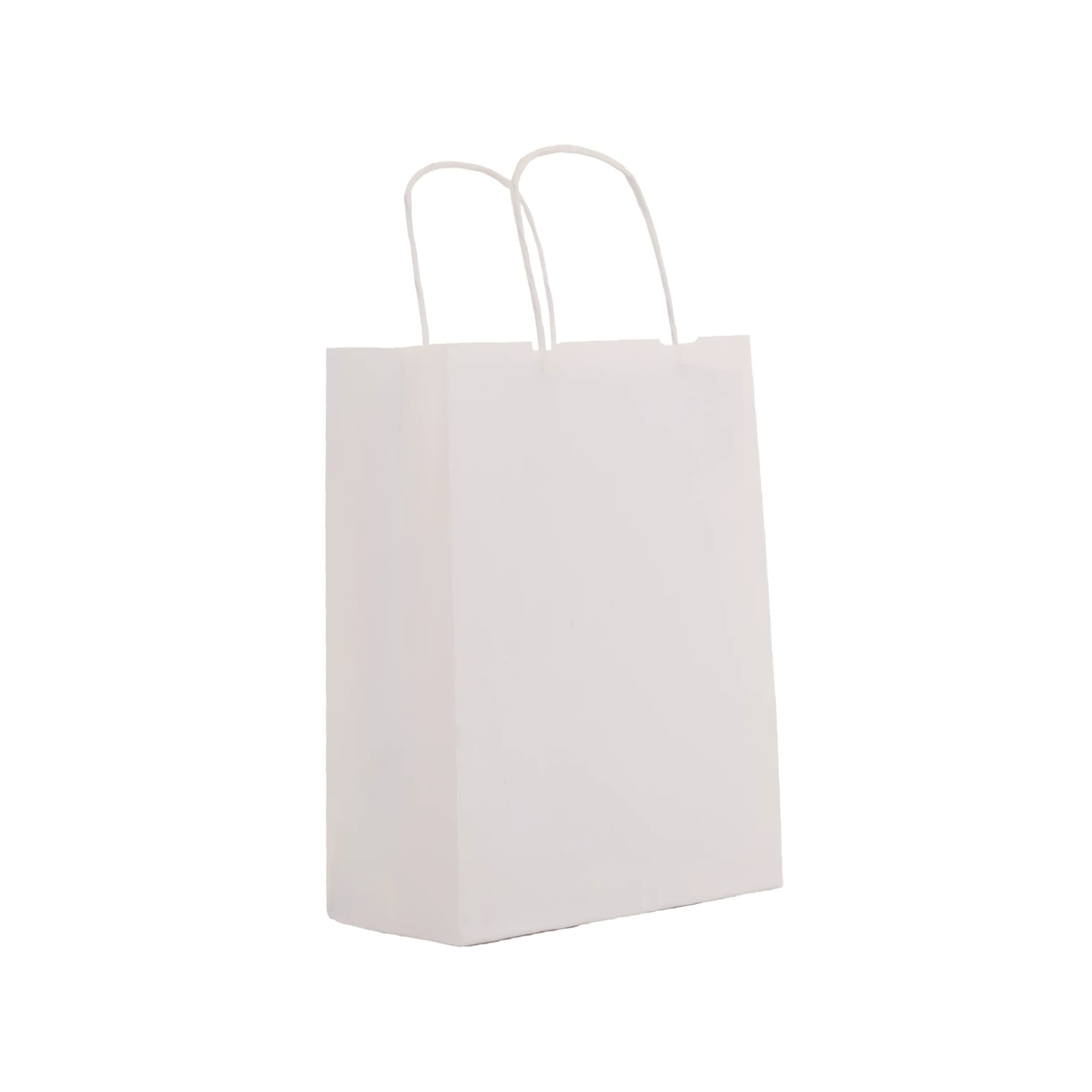 Büküm Saplı Beyaz Kraft Çanta 15x8x20 cm