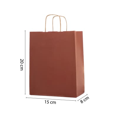 Büküm Saplı Kırmızı Kraft Çanta 15x8x20 cm