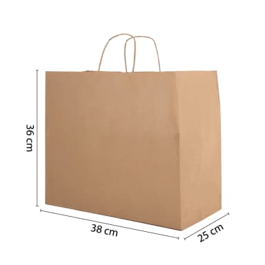 Büküm Saplı Esmer Kraft Çanta 38x25x36 cm